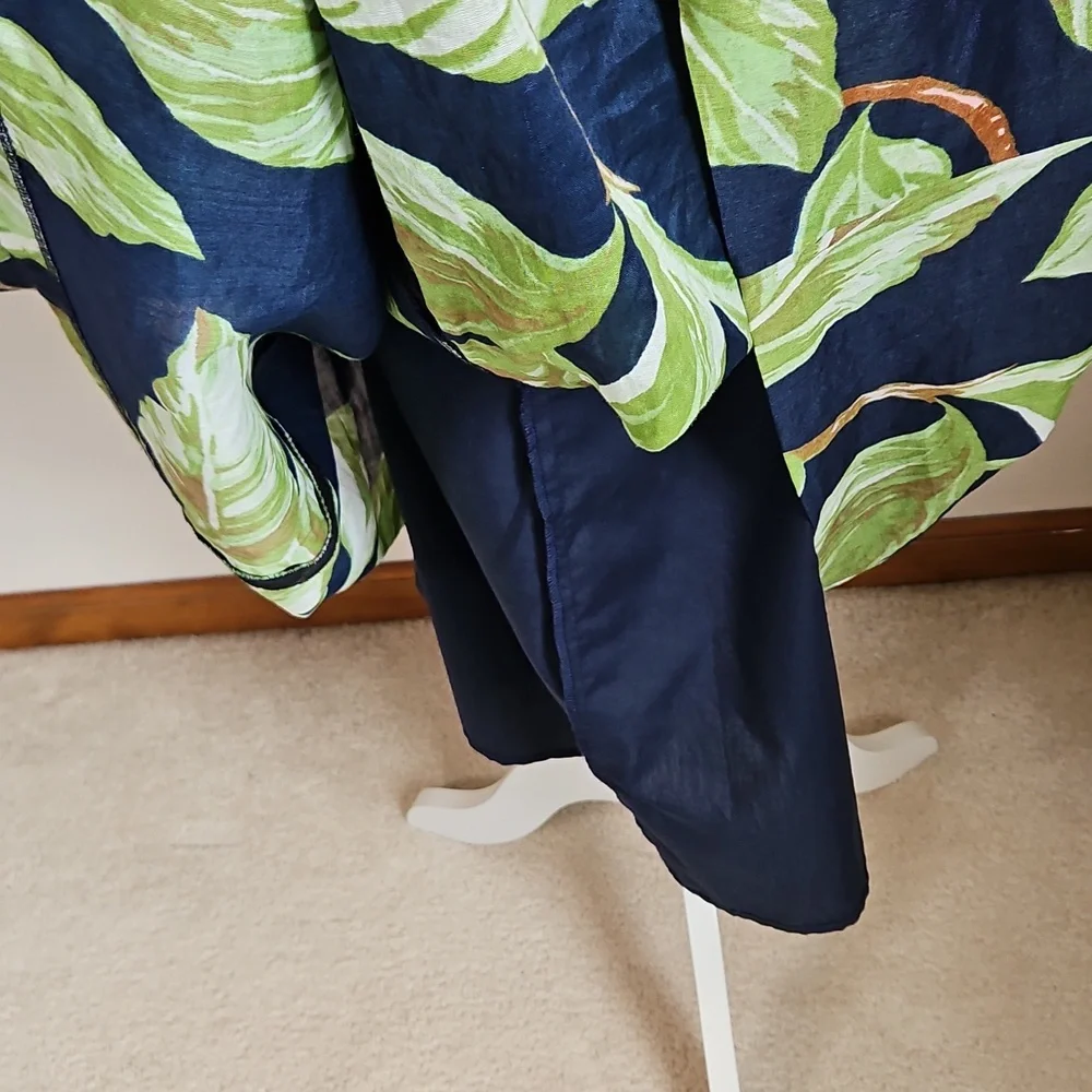 Ann Taylor Factory 14P Amalfi Palm Tropical Midi Halter Dress Cruise Resortwear - Picture 6 of 9